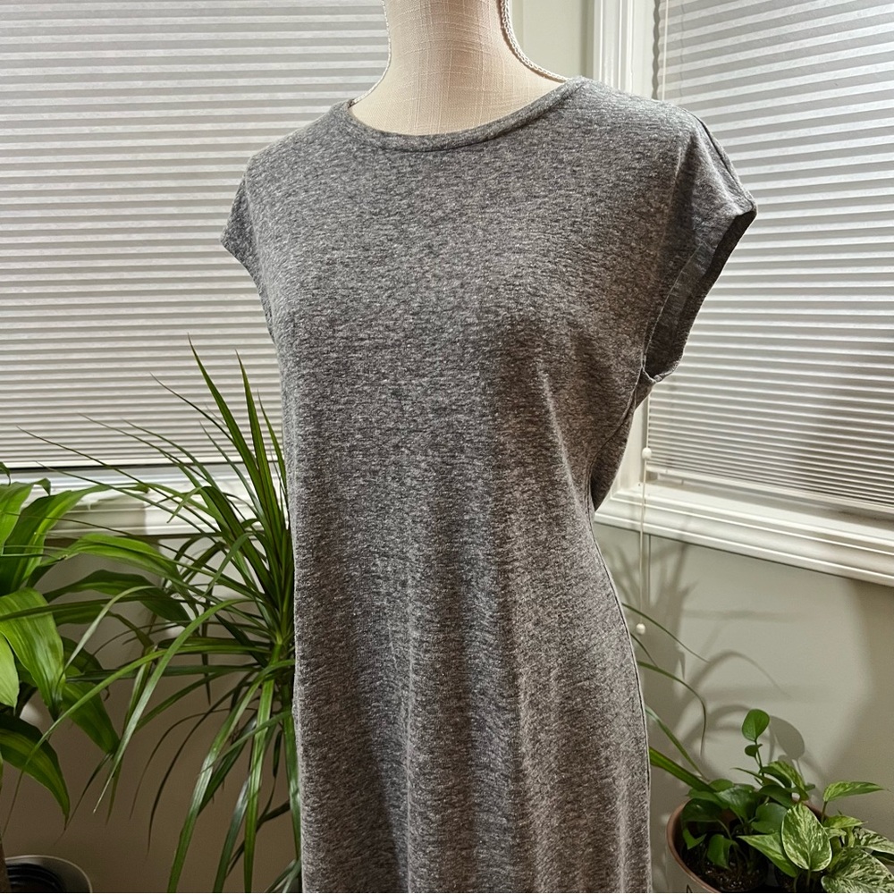 Old Navy Linen Knit T-Shirt Short Sleeved Dress Light Grey Heather Small - Picture 2 of 11